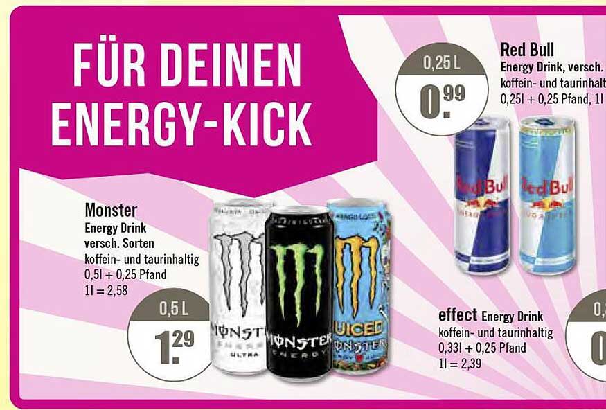 Monster Energy Drink Oder Red Bull Effect Energy Drink Angebot bei