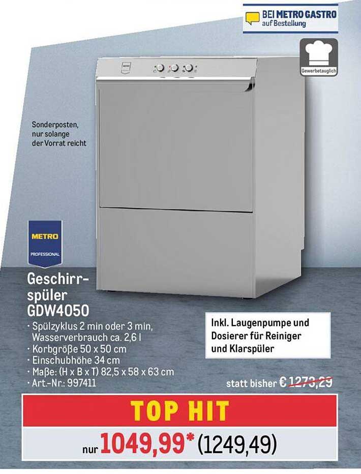 Metro Professional Geschirrspüler Gdw4050 Angebot bei METRO 1Prospekte.de
