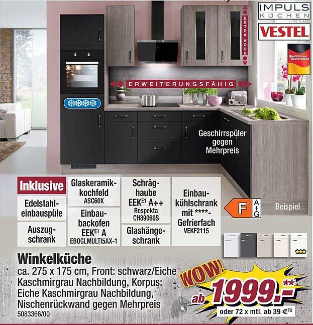 Impuls Küchen & Vestel Winkelküche Angebot bei POCO 1Prospekte.de