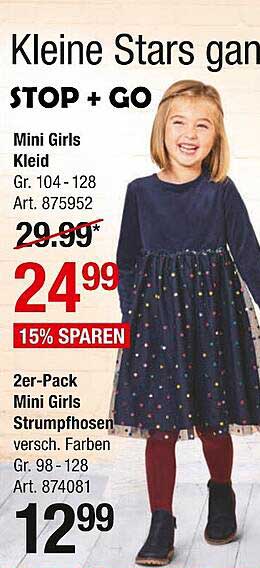 AWG Mode Mini Girls Kleid Odder 2er-pack Strumpfhosen