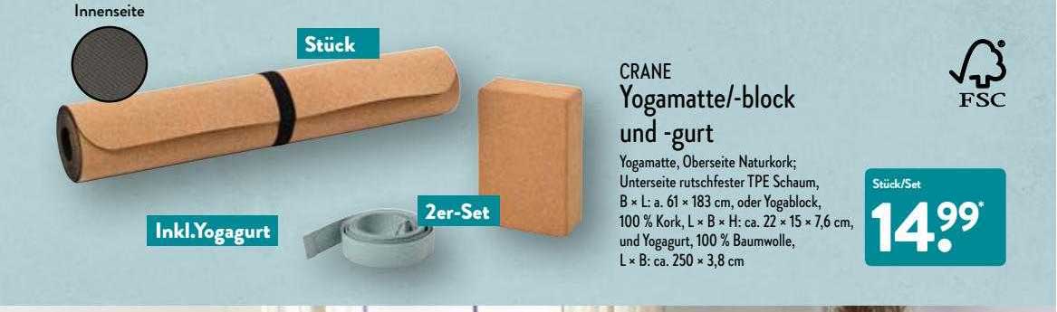 ALDI Nord Crane Yogamatte, -block Und -gurt