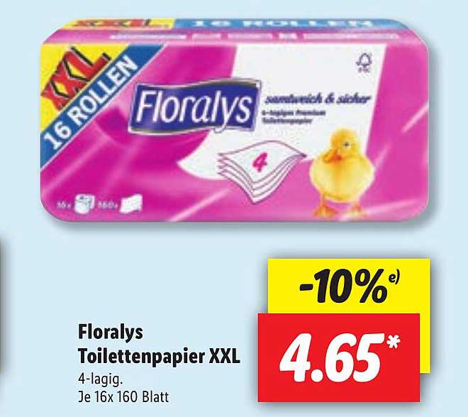 Lidl Floralys XXL Angebot Toilettenpapier bei