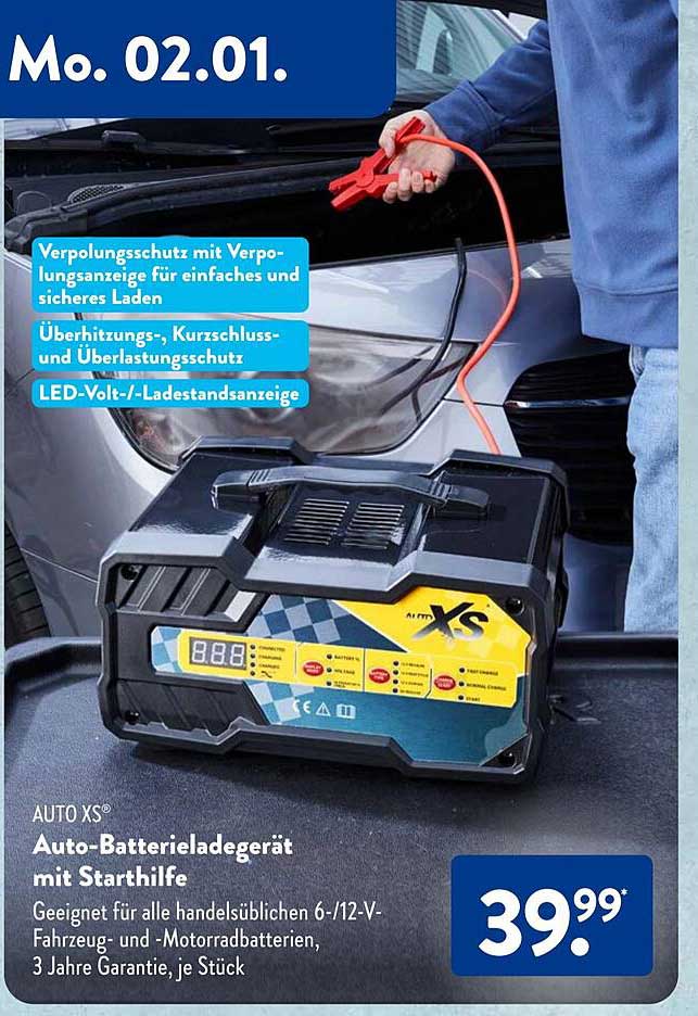 Auto Xs Auto-batterieladegerät Mit Starthilfe Angebot bei ALDI SÜD 
