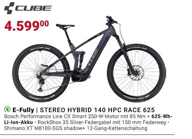 Fahrrad XXL Cube E-fully Stereo Hybrid 140 Hpc Race 625