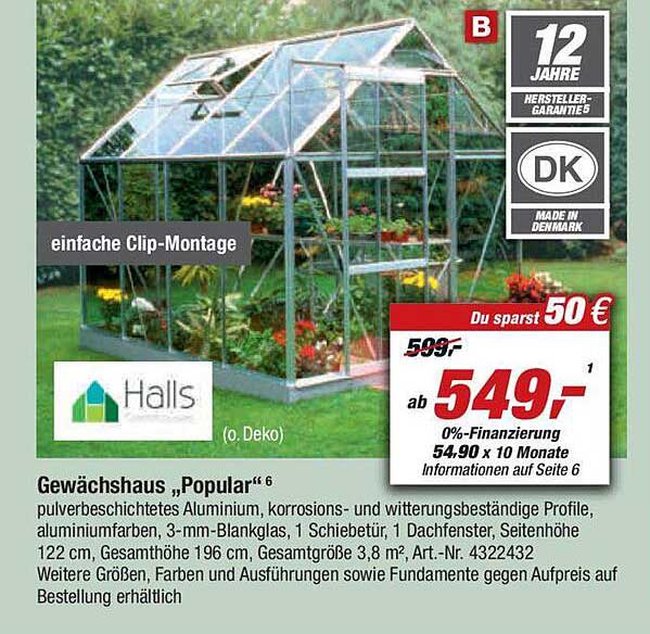 Gewächshaus „popular“ Angebot bei Toom Baumarkt