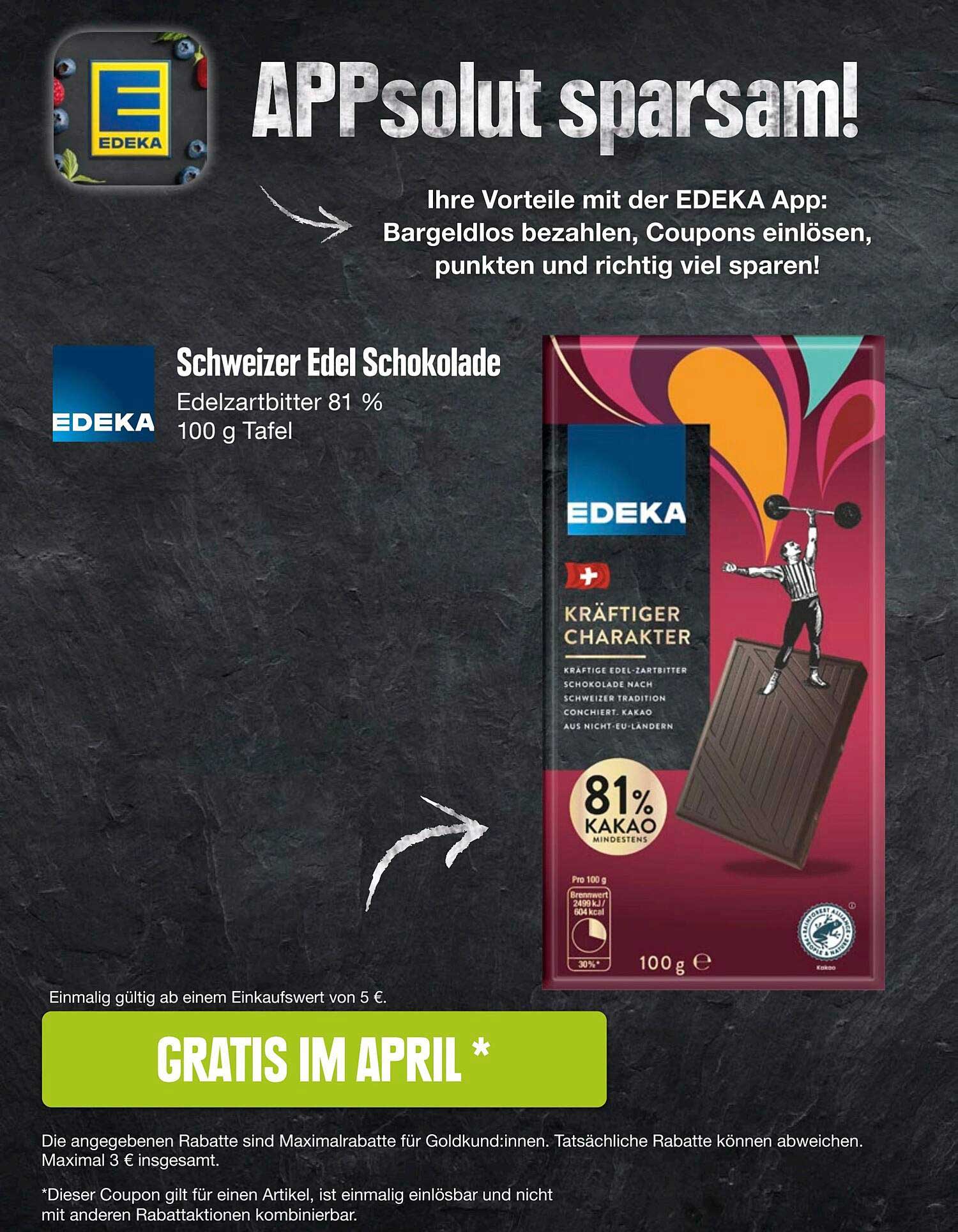 Edeka Schweizer Edel Schokolade Angebot bei EDEKA - 1Prospekte.de