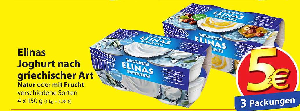 Elinas Joghurt Nach Griechischer Art Natur Oder Mit Frucht Angebot bei ...
