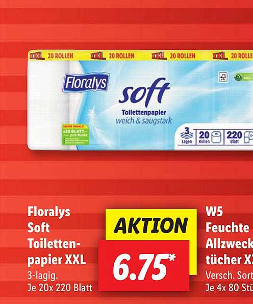 Floralys Soft Toilettenpapier XXL Angebot bei Lidl
