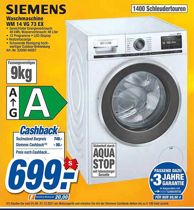 Expert Techno Land Siemens Waschmaschine Wm 14 Vg 73 Ex
