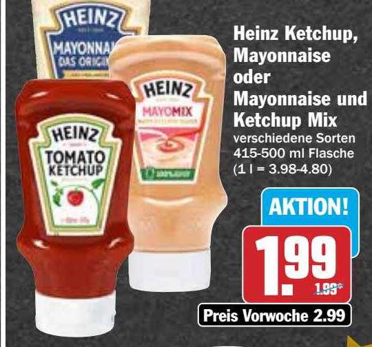 Heinz Ketchup, Mayonnaise Oder Ketchup Mix Angebot bei Hit Markt