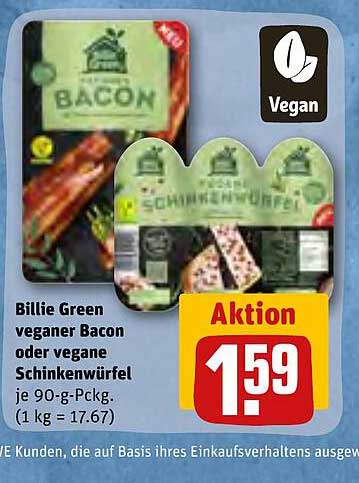 REWE Kaufpark Billie Green Veganer Bacon Oder Vegan Schinkenwürfel