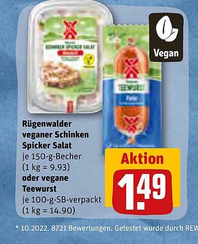 REWE Kaufpark Rügenwalder Veganer Schinken Spicker Salat Oder Vegane Teewurst