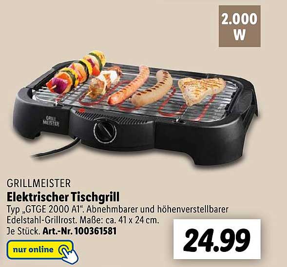 Grillmeister Elektrischer Tischgrill Angebot bei Lidl 1Prospekte.de