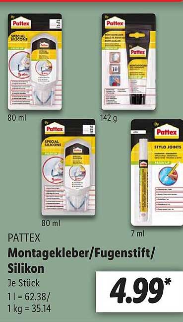 Pattex Montagekleber Oder Fugenstift Oder bei Silikon Angebot Lidl