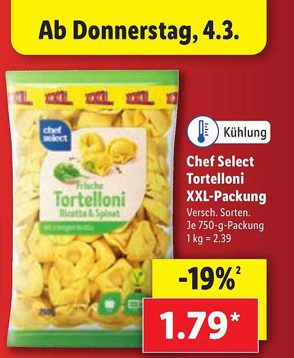 Lidl Packung Angebot Select bei Chef Tortelloni Xxl