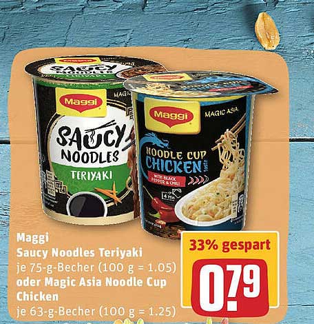 Maggi Saucy Noodles Teriyaki Oder Magic Asia Noodle Cup Chicken Angebot