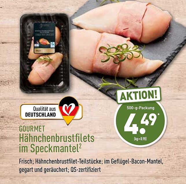 Gourmet Hähnchenbrustfilets Im Speckmantel Angebot bei ALDI Nord ...