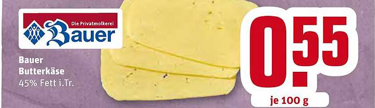 Bauer Butterkäse Angebot bei REWE Kaufpark - 1Prospekte.de