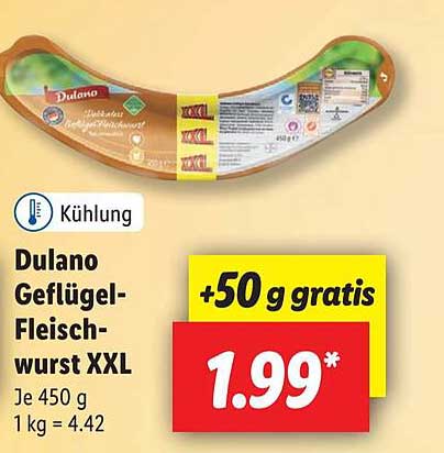 Dulano Geflügel-fleischwurst XXL Angebot bei Lidl