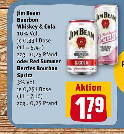 REWE Kaufpark Jim Beam Bourbon Whiskey & Cola Oder Red Summer Berries Burbon Sprizz