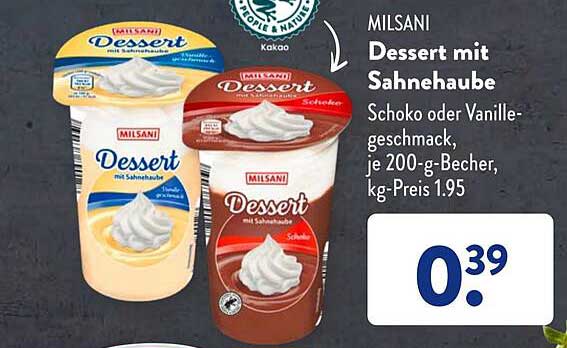 Milsani Dessert Mit Sahnehaube Angebot bei ALDI SÜD - 1Prospekte.de
