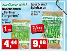 Grüner Jan Rasensamen Berliner Tiergarten Angebot bei Thomas Philipps