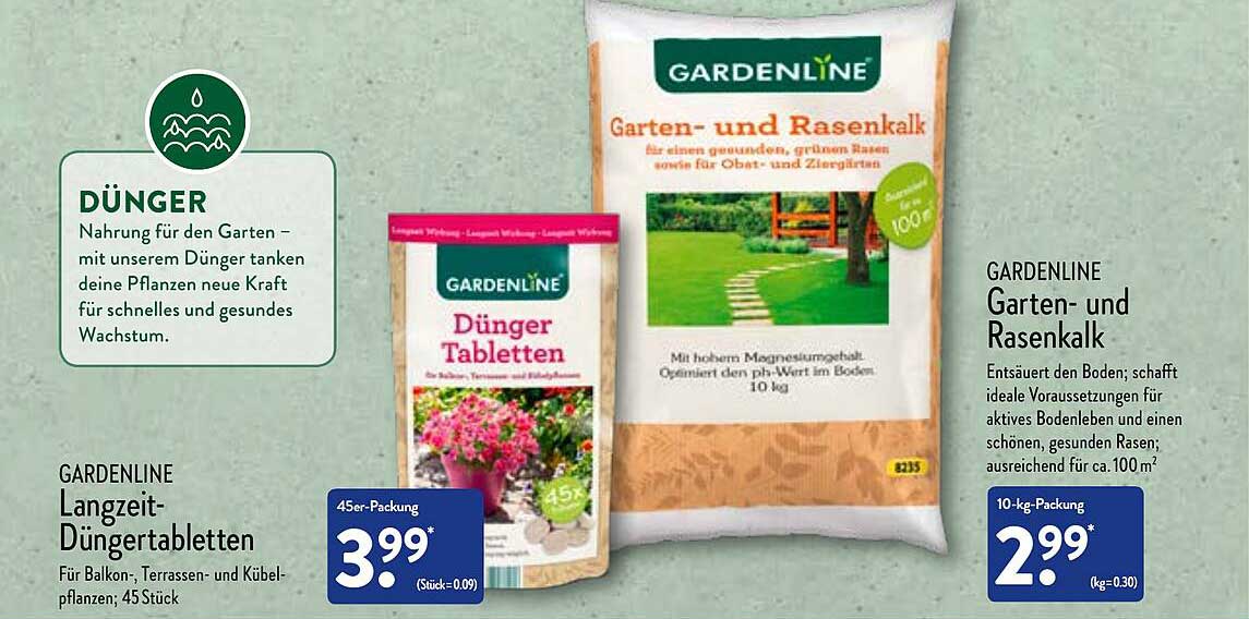 Gardenline Langzeitdüngertabletten Oder Garten Und Rasenkalk Angebot