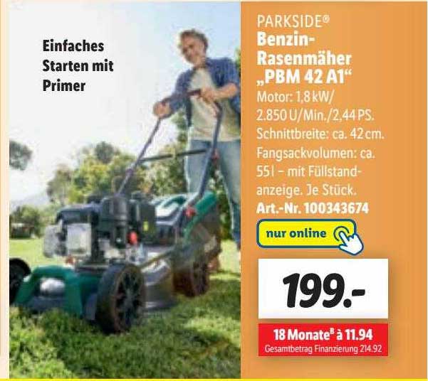 Parkside Benzinrasenmäher Pbm42a1 Angebot bei Lidl 1Prospekte.de