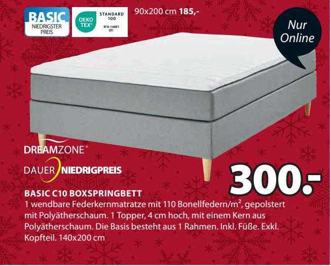 Dreamzone Dauer Niedrigpries Basic C10 Boxspringbett Angebot bei Jysk