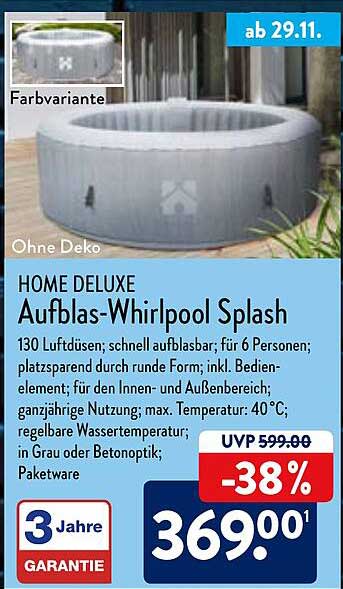Home Deluxe Aufblas-whirlpool Splash Angebot bei ALDI Nord
