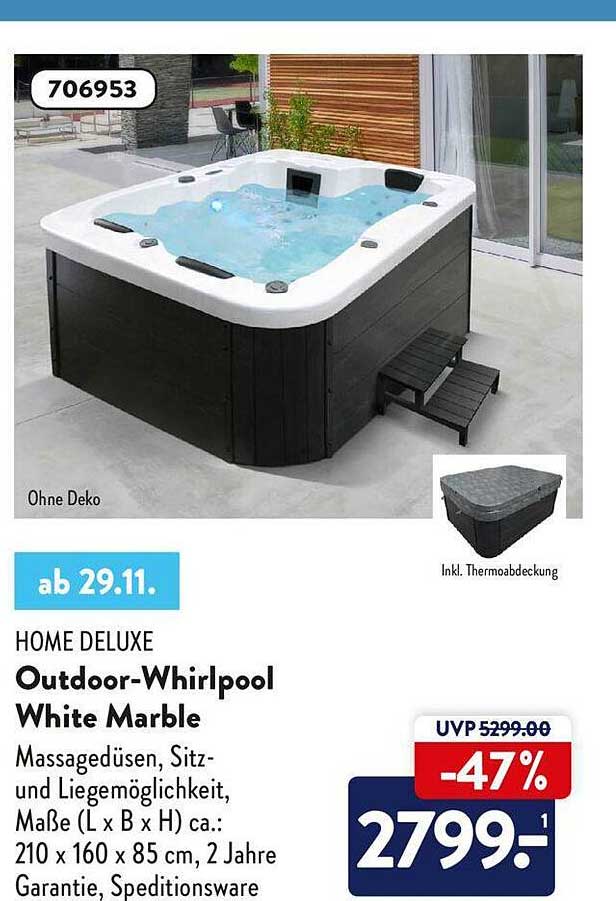 Home Deluxe Outdoor-whirlpool White Marble Angebot bei ALDI Nord