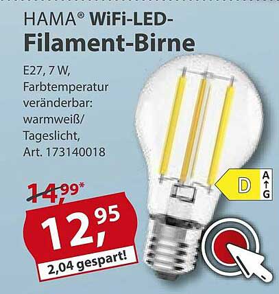 Sonderpreis Baumarkt Hama Wifi-led-filament-birne