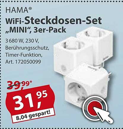 Sonderpreis Baumarkt Hama Wifi-steckdosen-set „mini” 3er-pack