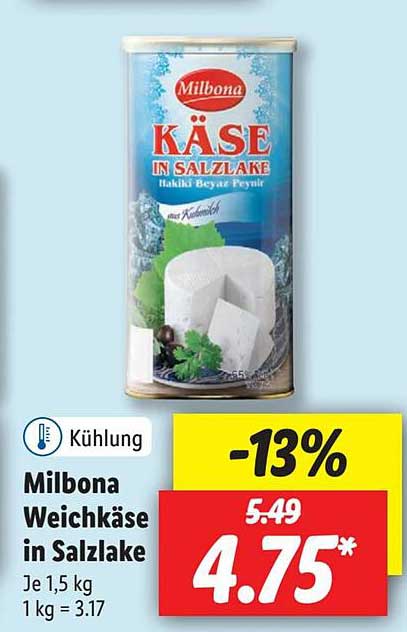 Milbona Weichkäse In Salzlake Angebot bei Lidl