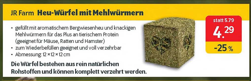 Jr Farm Heu-würfel Mit Mehlwürmern Angebot bei Das Futterhaus ...