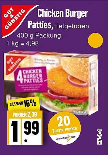 Edeka Frischemarkt Gut & Günstig Chicken Burger Patties