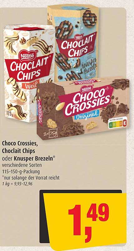 Markant Markt Choco Crossies, Choclait Chips Oder Knusper Brezeln