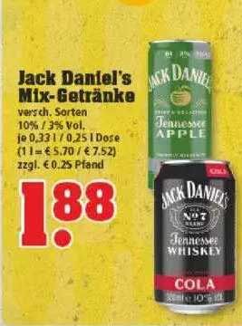 Trinkgut Jack Daniel's Mix-getränke Versch. Sorten