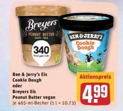 Ben Jerry S Eis Cookie Dough Oder Breyers Eis Peanut Butter Vegan Angebot Bei Rewe