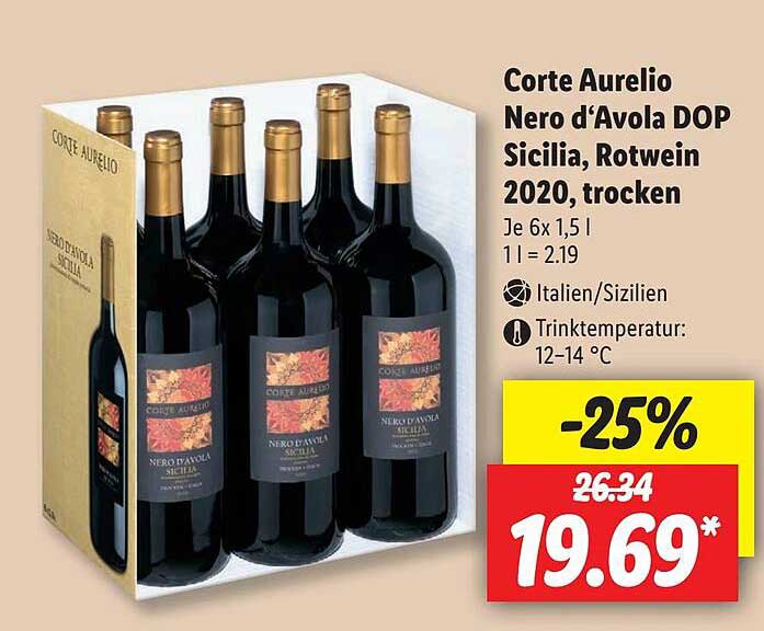 Corte Aurelio Nero D'avola Dop Sicilia, Rotwein 2020, Trocken Angebot bei  Lidl
