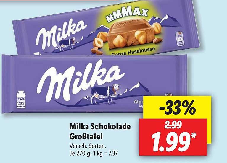 Milka Schokolade Großtafel Angebot bei Lidl