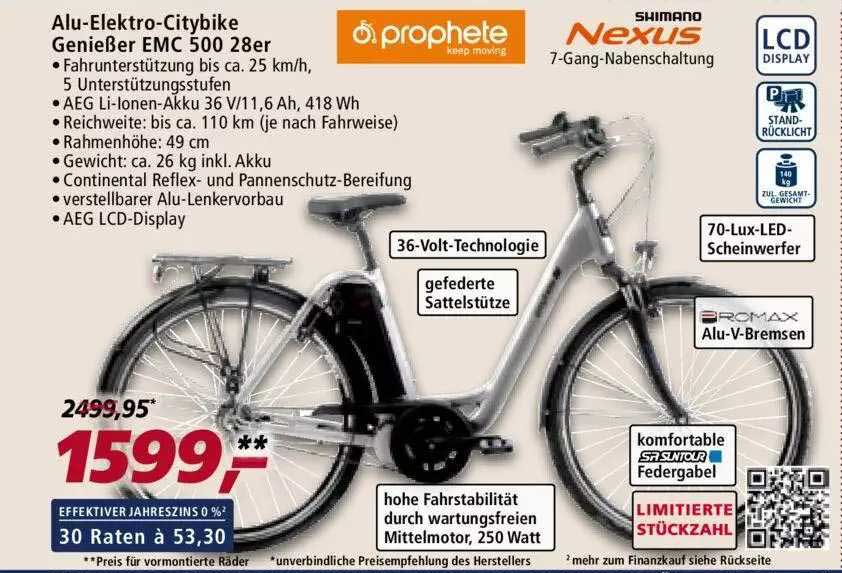 Real Prophete Alu-elektro-citybike Genießer Emc 500 28er
