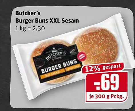 Butcher's Burger Buns Xxl Sesam Angebot bei REWE - 1Prospekte.de