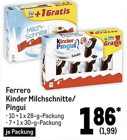 METRO Ferrero Kinder Milchschnitte Oder Pingui