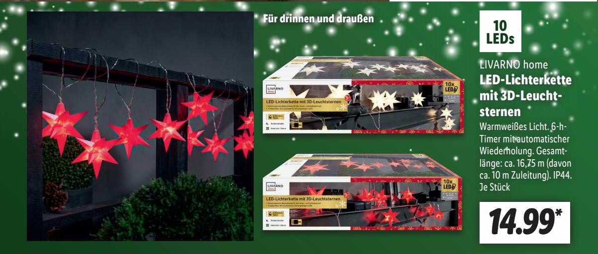 Livarno Home Ledlichterkette Mit 3dleuchtsternen Angebot bei Lidl