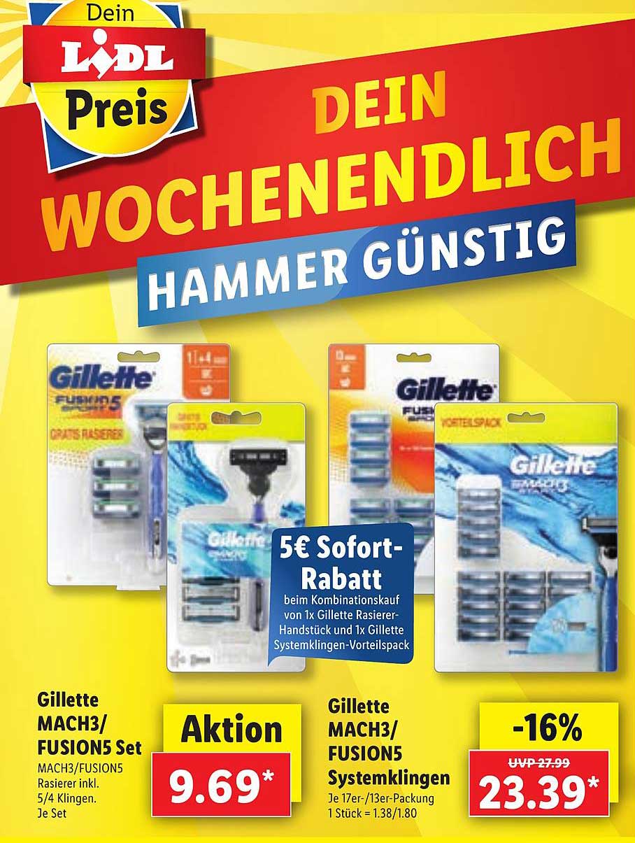 Gillette Mach2-fusion5 Set Angebot bei Lidl - 1Prospekte.de
