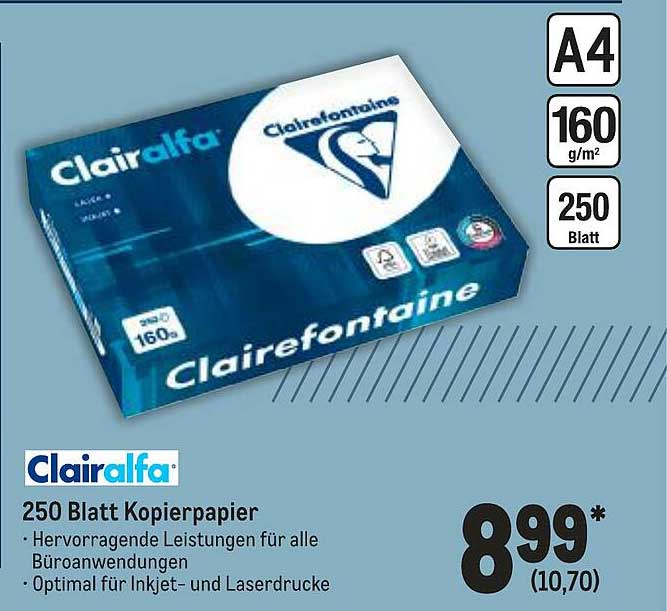Clairalfa 250 Blatt Kopierpapier Angebot bei METRO