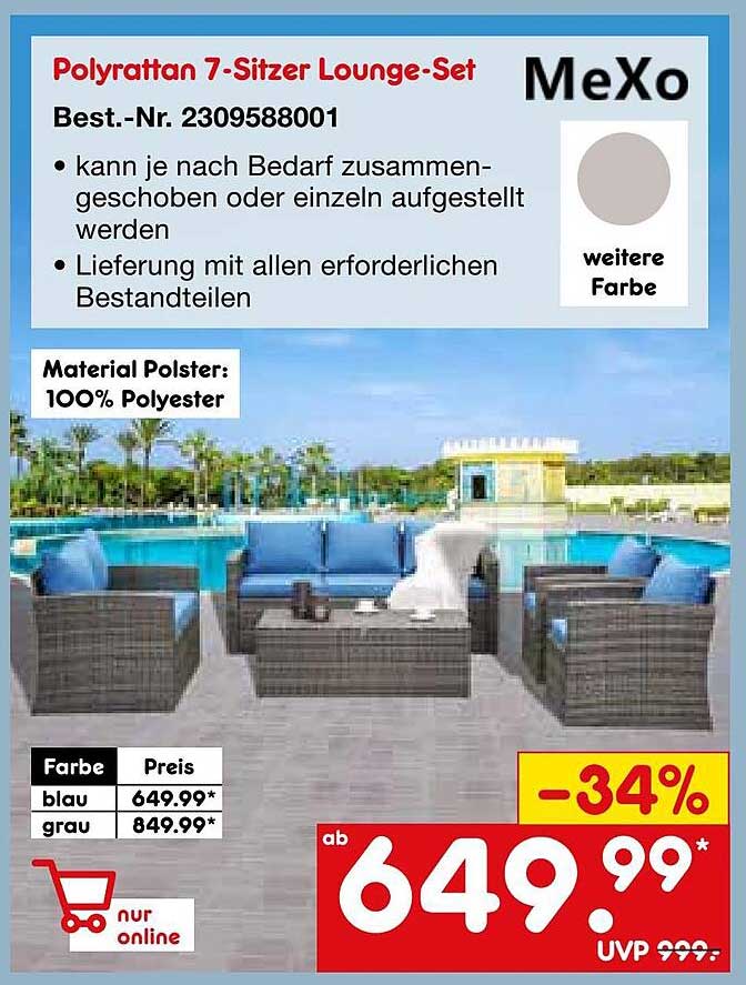 Netto Marken-Discount Mexo Polyrattan 7-sitzer Lounge-set