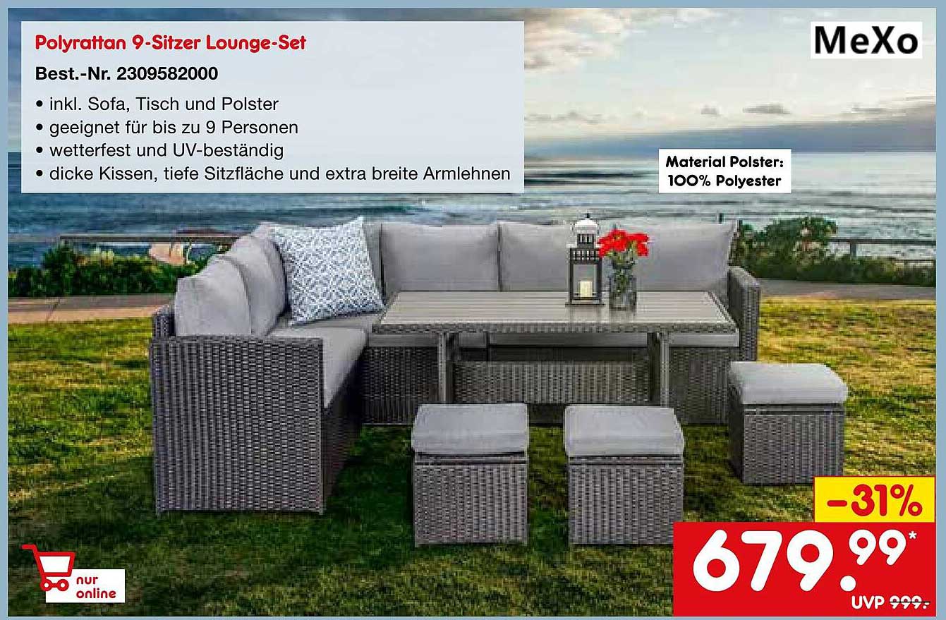 Netto Marken-Discount Mexo Polyrattan 9-sitzer Lounge-set