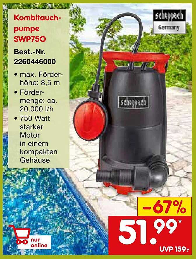 Netto Marken-Discount Scheppach Kombitauchpumpe Swp750